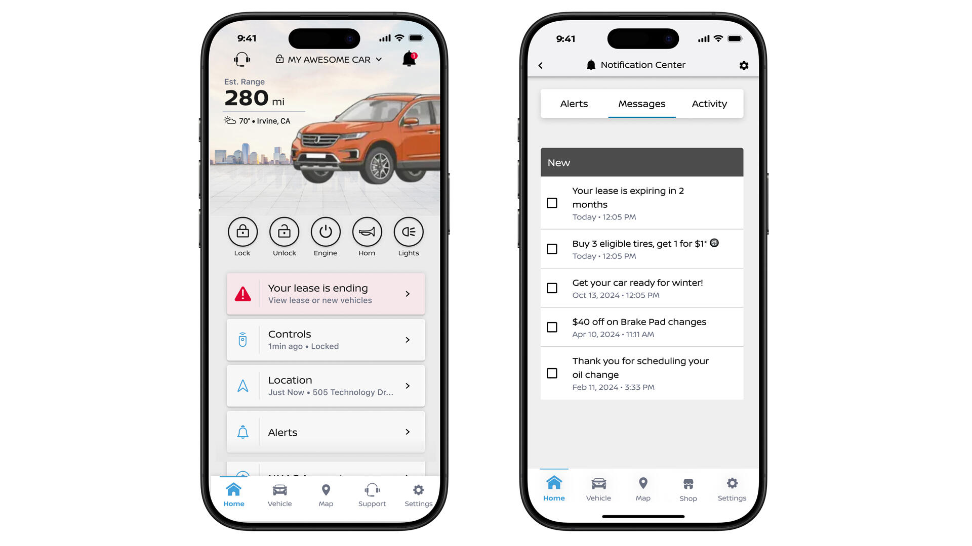 Our persona, David's, journey map as a new owner of a Model-R from MyCar using the MyCar app from onboarding to the end of his lease.